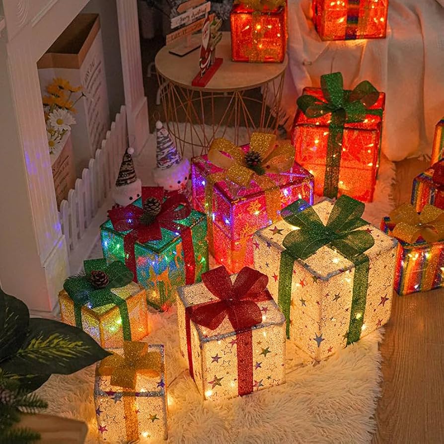 LEDクリスマスボックスセット 3個入り 楽天市場】クリスマスギフトボックスライト 3個セット